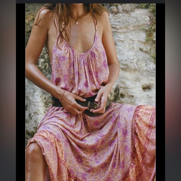 SPELL Village Strappy Boho Madi Dress in Sunrise - Picture 5 of 11